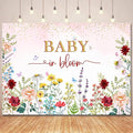 Baby in Bloom Backdrop Wildflower Baby Shower Decorations for Girl,Pink Watercolor Floral Baby in Bloom Baby Shower Party Banner Wild Flower Theme Babyshower Background Photobooth Props 10x7ft