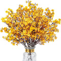 8Pcs Babys Breath Artificial Flowers, Real Touch Yellow Silk Flowers Fake Flowers for Vase Home Office Wedding Christmas Indoor Outdoor Centerpiece Table Party Decorations