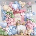 Silly Goose Balloon Arch Kit, Pink Blue Green Latex Balloon Garland Kit Gingham Heart Foil Balloons for Boys Girls Goose Birthday Baby in Bloom Baby Shower Floral Fairy Wildflower Party Decorations