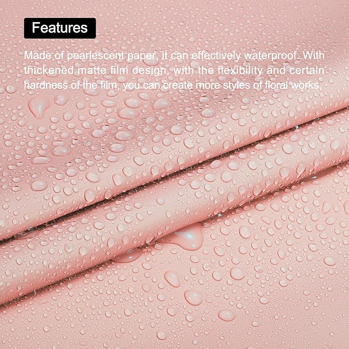 MECCANIXITY 10 Pcs Flower Wrapping Paper 22.8x22.8 Inch Waterproof Florists Wrapping Paper for Florist Bouquet Supplies, DIY Crafts, Gift/Gift Box Packaging Light Pink