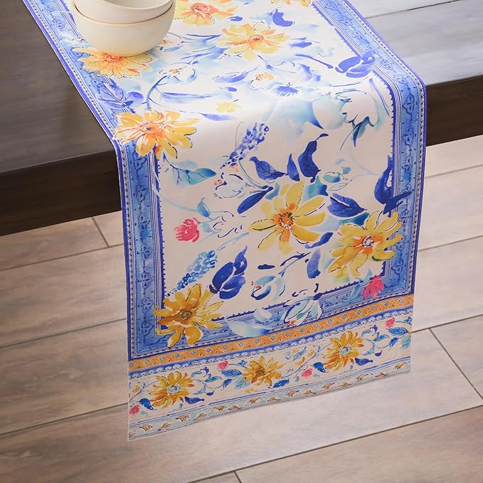 Maison d'Hermine Table Runner 100% Cotton Double Layer Table Runners 108 inches Long Decorative for Home Kitchen Dining Party Baby Shower Wedding Bridal Shower Spring Summer (Girassol,14.50" x 108")