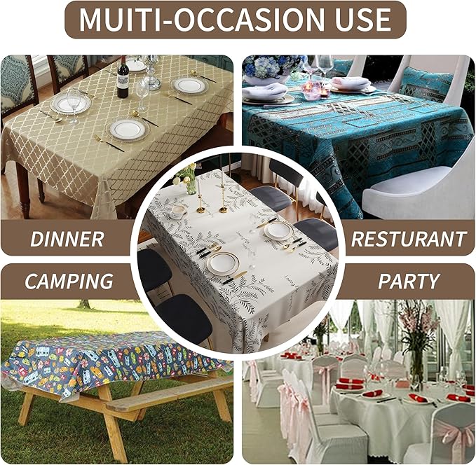 Rectangle Table Cloth,100% Waterproof Tablecloth OilProof SpillProof Vinyl Table Cloth, Wipe Clean Plastic Table Cover for Dining, Camping, Indoor and Outdoor 54" x 78",Midnight Foliage