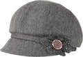 Women Retro Classic Visor Newsboy Cabbie Cap Beret Hats with Flower Buckle for Woman Ladies