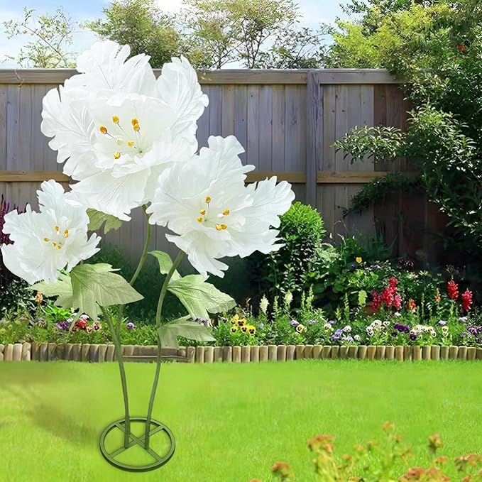Giant Artificial Paper Fake Flowers , Large Flower Outdoor Decoration Realistic Faux Flower for Photographic Props Anniversary Birthday Living Room Ceremony Church Hallway Shop Window Display, White