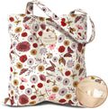 Aesthetic Cotton Tote Bag for Women - Reusable Shoulder Bag with Buckle Fabric Bag for Gym, Travel, Work
