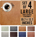 UnivoColors Washed Cowhide Pattern Faux Leather Big Size Placemats Set of 4, Waterproof Easy to Clean Anti-Slip PU Table Mats for Party Decoration19.7″×13.6″,Camel Retro Cowhide Pattern
