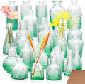 Brajttt Bud Vase Set of 25, Green Vases, Glass Bud Vases in Bulk, Small Vases for Mini Flower Vase Set, Cute Vintage Glass Vases Set for Flower,Wedding,Home,Centerpiece Table Decorations