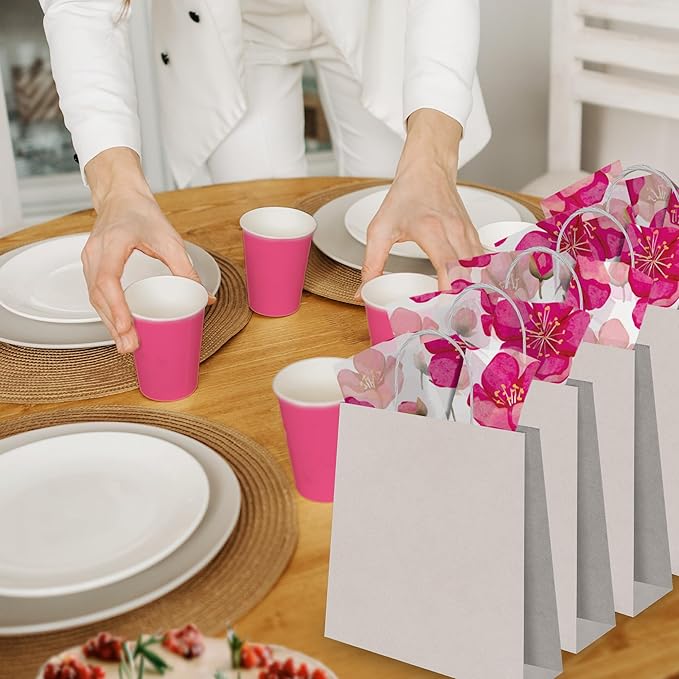 Pro Supply Global Pink Poppies Printed Tissue Paper for Valentine's Day Gift Bags or Boxes and Wrapping - Bulk Decorative Art Tissue Paper for Packaging and Gifting | 24 Sheets 20" x 30"