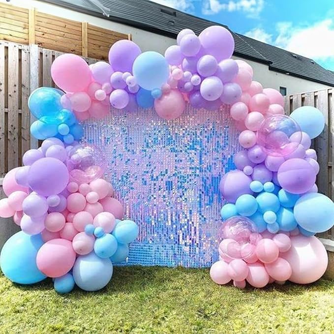 Pink Purple Blue Balloon 60Pcs 12 Inch Metallic Pastel Balloon Iridescent Pearl Pink Blue Purple Party Balloons for Girls Mermaid Snowflake Princess Birthday Baby Shower Party Decoration