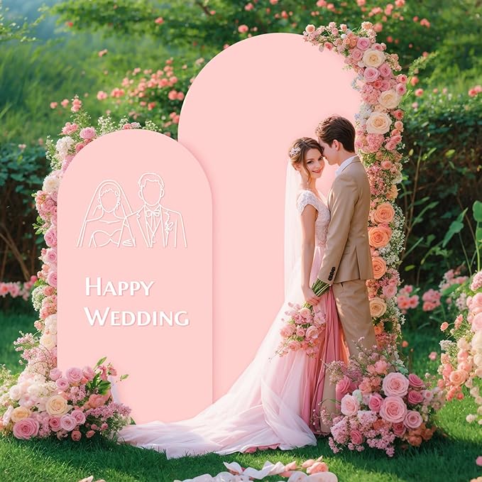 7.2FT Dusty Rose Arch Cover - Polyester Fitted Wedding Arch Stand Covers Round Top Chiara Arch Backdrop Cover for Birthday Party Banquet Photo Background Decoration