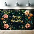 Greenery Birthday Backdrop Sage Green Floral Butterfly Banner String Lights Party Decorations Photography Background for Women Girls Birthday Supplies Photo Booth Prop 71 x 43 Inch