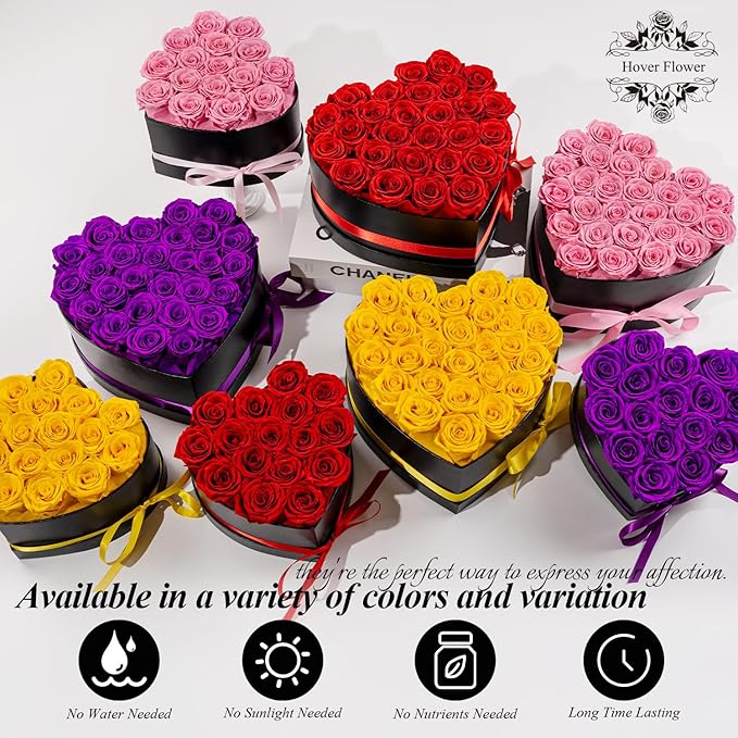 16 Forver Preserved Flowers in a Heart Box, Flowers for Her,Eternal Roses Flowers for Delivery Prime, Flowers Birthday Gifts for Women Mom Grandma Wife - Red