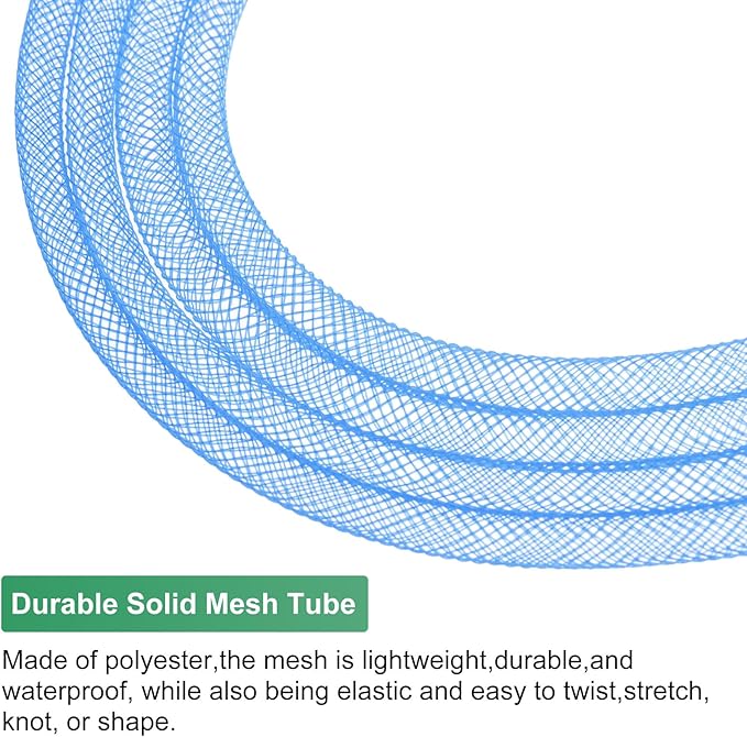 Mesh Tube Ribbon 25 Yards, 6mm Elastic Fabric Ribbons Mesh Tubing for Crafts/Gift Wrapping/Flower Bouquets/Wedding/Birthday/Holiday/Wreaths Christmas/Decoration[Blue]