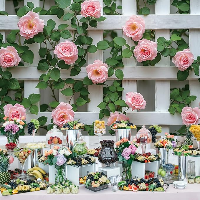 Baocicco 15x10ft Flowers Fence Backdrop Photography Pink Rose Green Leaves White Spring Floral Farmhouse Background for Bridal Shower Wedding Birthday Party Backdrops Decoration Photo Prop Photoshoot