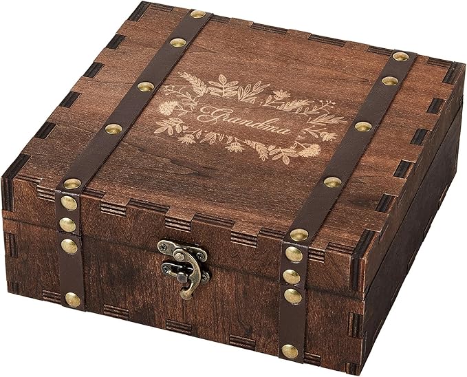 AW BRIDAL Keepsake Box Wood Memory Box with Lid Birthday Gifts for Women Grandma Gifts Thank You Gifts for Women Bride Gifts for Women