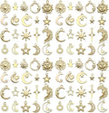 WOCRAFT 60pcs KC Gold Sun Moon Star Charms Bracelet Charms for Jewelry Making Sets DIY Necklace Bracelet Keychain Crafting Charms Kit Craft Supplies (SN836)