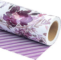 WRAPAHOLIC 30 Inch Reversible Floral Wrapping Paper - 30 Inch X 33 Feet - Purple Flower Wrapping Paper for Wedding, Birthday, Mothers Day, Baby Shower, Anniversary, Bridal Shower