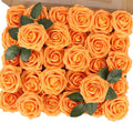 MACTING Artificial Rose Flowers 30PCS Real Touch Fake Flowers with Stem Faux Foam Roses for DIY Wedding Bouquet Table Centerpieces Party Bridal Shower Home Spring Valentines Day Decorations,Orange