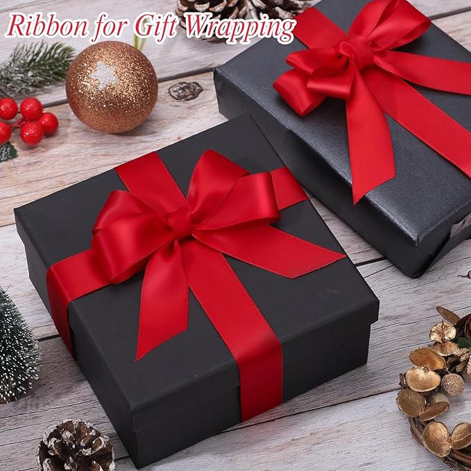Double Faced Red Satin Ribbon 1 inch 60 Yards Red Ribbon for Crafts Gift Wrapping Hair Bows Wedding Invitation Party Decorations