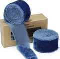 Dusty Blue Velvet Ribbon Handmade Fringe Fabric Ribbons for Crafts Flower Bouquet Wedding Decorations 2 Rolls 1 1/2 Inch x 2 Yd (4 Yards Total)