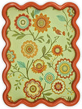 TAKORO 3D Wavy Wall Art, 11.8" x 15.75" Framed Canvas – Textured Floral & Bird Relief on Waterproof Canvas, Orange-Red Wavy MDF Frame, Modern Rustic/Boho Wall Decor for Living Room Bedroom Hallway