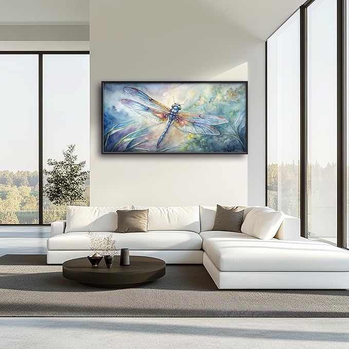 Framed Large Pictures Wall Art for Living Room, Dragonfly Oversized Wall Decor Dragonfly Canvas Print Painting Modern Extra Large Framed Artwork for Bedroom Office 60"x30"