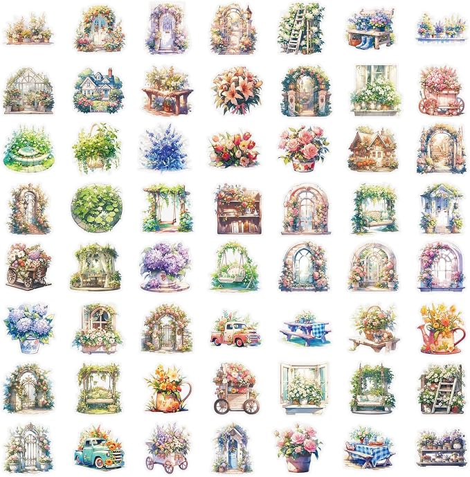 112Pcs PET Waterproof Sticker Set - 56 Unique Designs, Perfect for Phone Backs, DIY Journals, Luggage Stickers for suitcases, Birthday Party Favors & More Decorative Uses