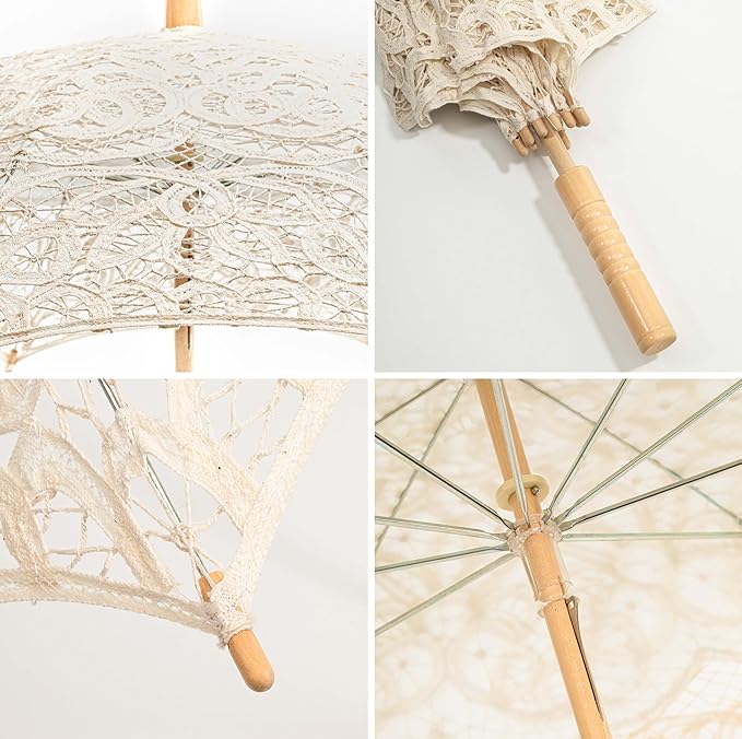 BABEYOND Lace Umbrella Parasol Vintage Wedding Bridal Umbrella for Decoration Photo Lady Costume Tea Party