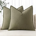 MIULEE Decorative Linen Euro Sham Pillow Covers 22x22 Inch Light Olive Green Boho Farmhouse Neutral Couch Throw Pillows for Bed Pack of 2 Accent Modern Pillowcase Summer Sofa Livingroom Home Decor