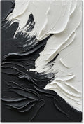 Epicler art Hand painted black and white abstract wall decoration oil Thick texture Minimalist art 36x24 inches
