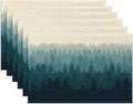 Misty Forest Placemats Set of 6,Washable Heat Resistant 12×18 Inch Linen Table Mats Natural Landscape Place Mats for Party Outdoor Dining Décor