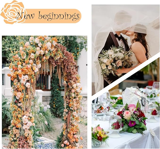 Adorox Metal Garden Arch Trellis for Climbing Plants 7.8ft Outdoor Arch Wedding Halloween Christmas Vine Trellis Pumpkin Archway Assemble Freely 2 Sizes White