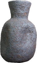 Rustic Textured Clay Vase - 7IN Rustic Ceramic Vase Vintage Farmhouse Style Decor, Circle Wabi Sabi Vases for Farmhouse Home Decor, Decor Living Room, Table, Shelf(Black)