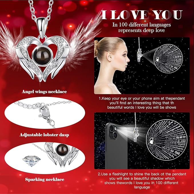 FIACO Gifts for Women Preserved Real Roses with I Love You Necklace Fresh Forever Flowers Birthday Gifts for Mom Grandma Wife Girlfriend on Anniversary Christmas Valentines Romantic Gift