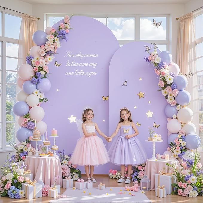 Blue Purple Arch Backdrop Cover Set of 2 Birthday Party Arch Covers 7.2 and 6ft Wedding Arch Cover Stretchy Backdrop Bridal Baby Shower Lavender Lilac Arch Covers Spandex