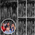 5 Pack Black Party Streamers Backdrop Tinsel Foil Fringe Curtains Halloween & Birthday Party Decorations