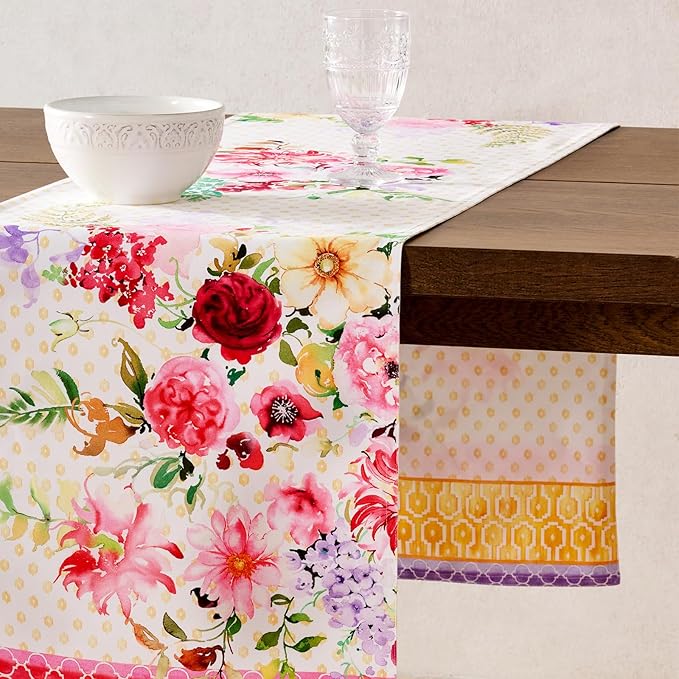 Maison d' Hermine Tablerunners 100% Combed Cotton Premium Table Runner Decorative Table Cover for Home, Kitchen, Dining, Parties & Camping, Summer Joy, Double Layer - (14.5"x72")