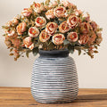 Ceramic Rustic Vase, Small Flower Farmhouse Vases Home Decor, 6“ Short Pottery Decorative Pampas Vase for Table Living Room Entryway Mantel Bookshelf Bedroom Bathroom Kitchen-Black