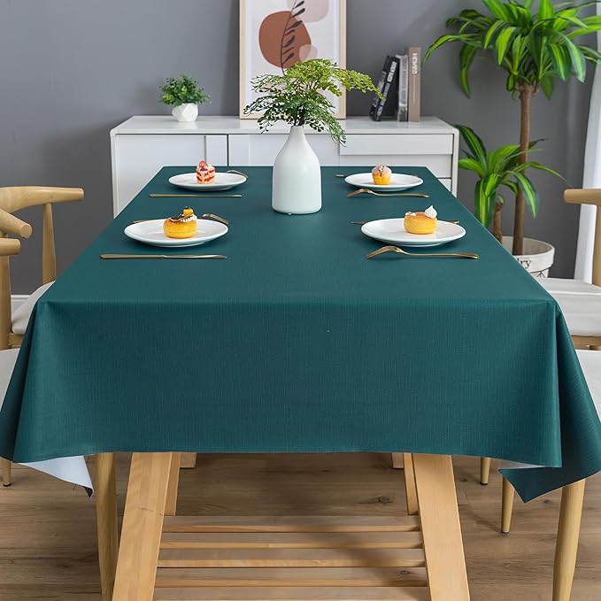 Rectangle Table Cloth,100% Waterproof Tablecloth Oil Proof Spill Proof Vinyl Table Cloth, Wipe Clean Plastic Table Cover for Dining, Camping, Indoor and Outdoor 52" x 70",Navy Blue