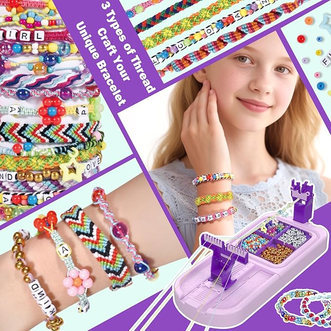 IFLOVE Arts and Crafts for Kids Ages 8-12,Friendship Bracelet Making Kit for Girl,DIY Arts and Crafts Maker for Kids,Jewelry Making Kit Christmas Gifts for Ages 6 7 8 9 10 11 12 Year Old (Purple)