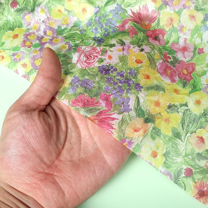 100 Sheet Monet Flowers Tissue Paper, 20''x14'' Botanical Flower Garden Gift Wrapping Paper for Birthday DIY Crafts Baby Shower Wedding Bridal Shower Housewarming Party Supplies