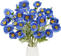 12PCS Poppy Flowers Artificial 23" Real Touch Stems Faux Poppies Silk Flowers for Home Decor Indoor (Dark Blue)