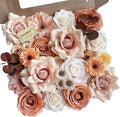Roses Artificial Flowers Bouquet Combo Box Set for DIY Wedding Centerpieces for Table Bridal Baby Shower Party Decorations Fake Silk Floral Arrangements for Home Decor Indoor Peach Pink
