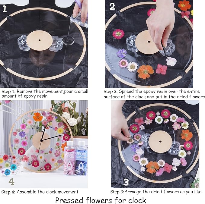 115Pcs Black Dried Pressed Flowers for Crafts,Xinxinran Dry Flowers Kit for Resin Molds,Epoxy Resin Accessories,Bookmark,Nails, Jewelry Molds,Candle Making Supplies,Soap,Frame