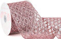 VATIN 4" Rose Gold Christmas Ribbon, Rose Gold Glitter Mesh Diamond Web Sequin Dots Wired Christmas Ribbon for Gift Wrapping Bow Making Wreath Supply-10 Yards