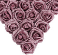 IPOPU Rose Gold Roses, 25pcs Foam Glitter Roses Glitter Flowers Foam Rose with Stem for DIY Wedding Bridal Bouquet Home Party Decoration(Rose Gold)