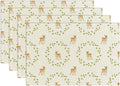 Fawn Themed Placemats Set of 4, Green Leaf Table Mat for Home Kitchen, Restaurants, Outdoor Linen Washable Place Mats 12x18 inch Party Event Dining Decoration-10