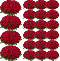 150 Pcs Roses Artificial Flowers, Silk Crimson Burgundy Artificial Flowers Petals Long Stem Roses for Wedding Bouquet Home Party Decor