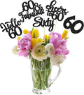 Gyufise 15Pcs 60th Birthday Centerpiece Sticks Sixty Happy 60th Table Flower Centerpieces Sticks Cheers to 60 Floral Decorations for 60th Birthday Party Centerpieces Supplies Black