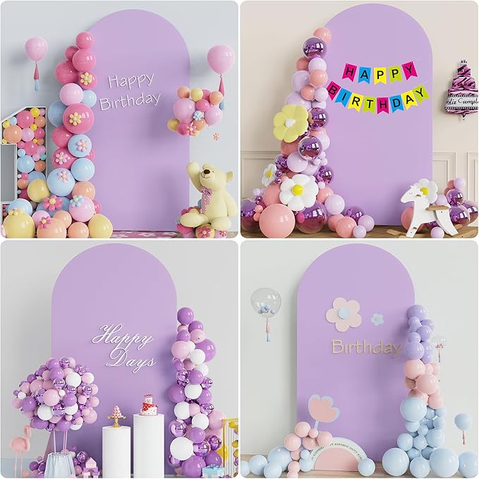 Wokceer 7.2FT Wedding Arch Cover Spandex Fitted Wedding Arch Stand Covers Round Top Chiara Arch Backdrop Cover for Birthday Party Ceremony Banquet Decoration Lavender